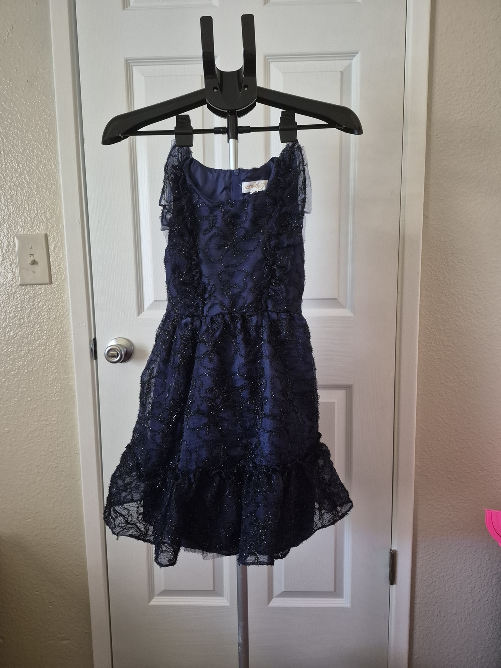 Kensie Girl Navy Beaded Lace Party Dress